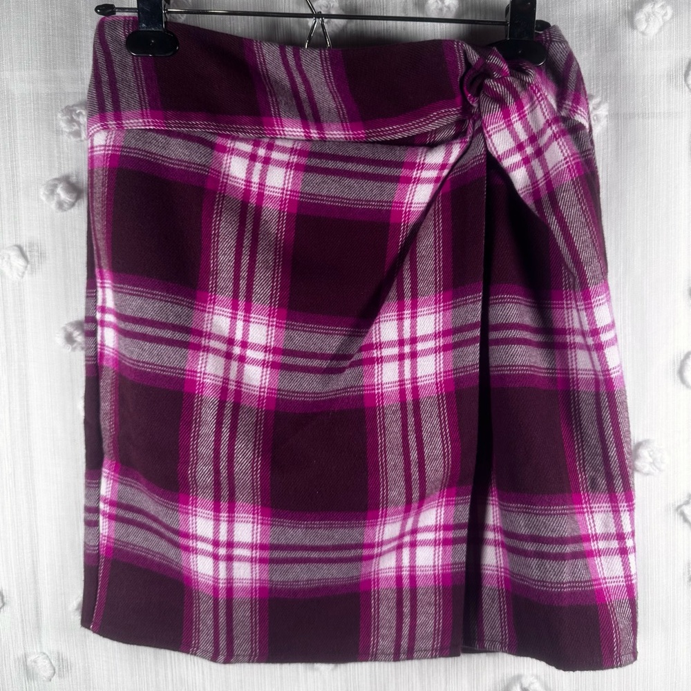 NWT LOFT Women’s Pink and Brown Plaid Mini Skirt Size 0P